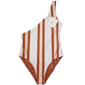 BAIIA Tanami wrapsuit one shoulder striped body piece swimsuit Sz AU 10 US 6 NEW